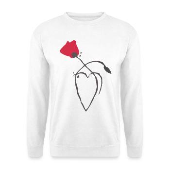 Mohn und Herz - Unisex Pullover - Weiß - Vorne
