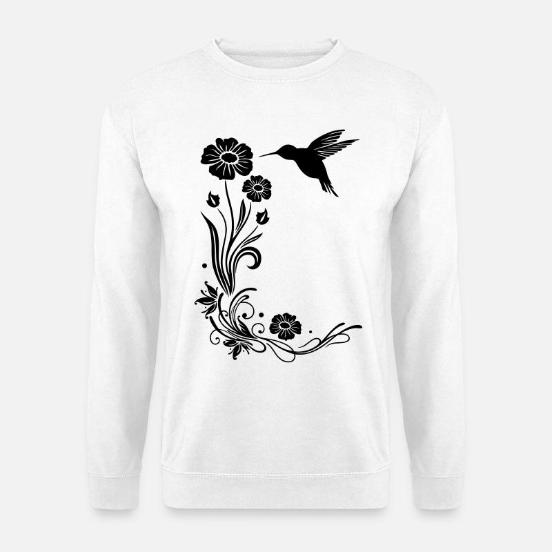 Kolibri Blumen - Unisex Pullover - Weiß