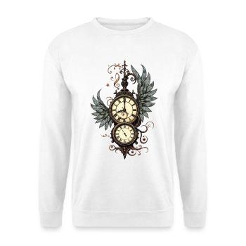 Fleurs et mécanique : la magie de l’horloge steampunk. - Sweat-shirt Unisexe - blanc - Devant