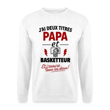 Papa Basketteur cadeau fête des pères Noël - Sweat-shirt Unisexe - blanc - Devant