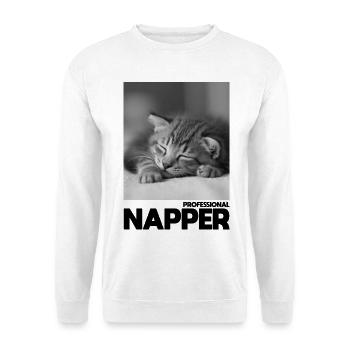 Professional Napper – Schlafende Katze - Unisex Pullover - Weiß - Vorne