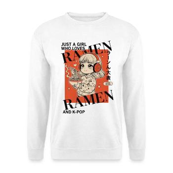 Nur ein Mädchen, das Ramen und K-Pop-Anime auf Koreanisch liebt - Unisex Pullover - Weiß - Vorne