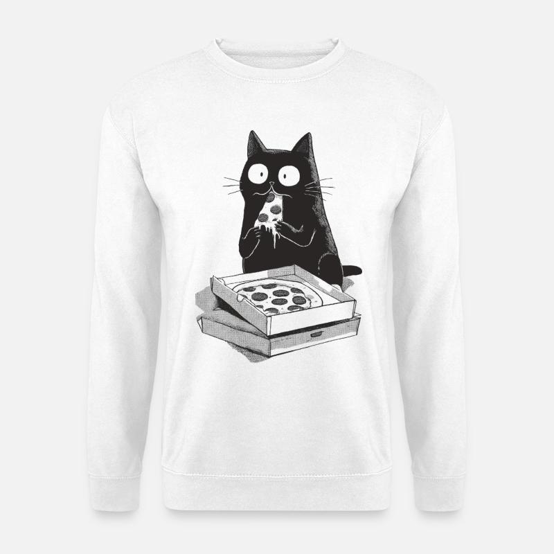 Pizza-Katze - Unisex Pullover - Weiß