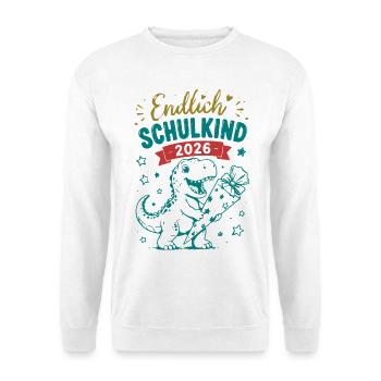 Endlich Schulkind 2026 Dino - Unisex Pullover - Weiß - Vorne