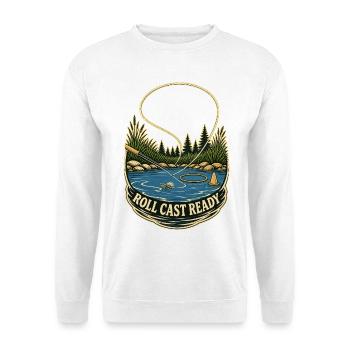 ROLL CAST READY - Unisex Pullover - Weiß - Vorne - Alina (178cm) & Michal (187cm)