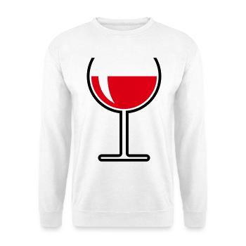 Rotweinglas Rund Offen (Rotwein / Wein / 2C) - Unisex Pullover - Weiß - Vorne - Alina (178cm) & Michal (187cm)