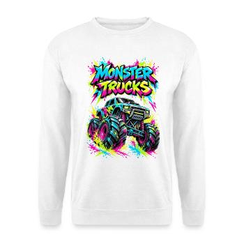 Monster Trucks Graffiti Neon - Unisex Pullover - Weiß - Vorne - Alina (178cm) & Michal (187cm)