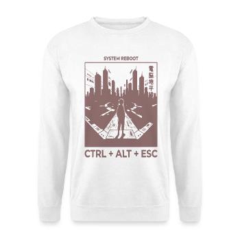 System Reboot Skyline - Unisex Pullover - Weiß - Vorne - Alina (178cm) & Michal (187cm)