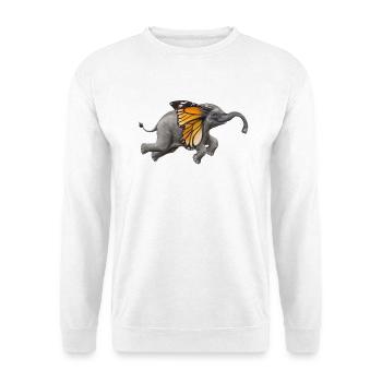 Fliegender Elefant - Unisex Pullover - Weiß - Vorne - Alina (178cm) & Michal (187cm)