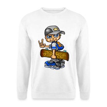 Skater boy and flames - Unisex Sweatshirt - white - Front