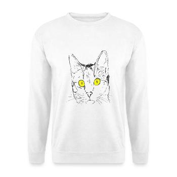 Katze,Kater,Katzenliebhaber, Katzenkopf,Katzenauge - Unisex Pullover - Weiß - Vorne
