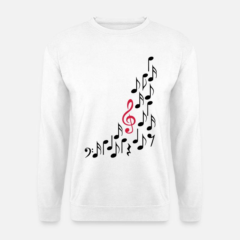 Notenschluessel und Noten, bunt - Unisex Pullover - Weiß