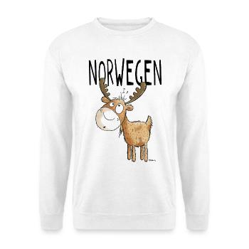 Elch aus Norwegen - Elche - Hirsch - Geschenk - Unisex Pullover - Weiß - Vorne