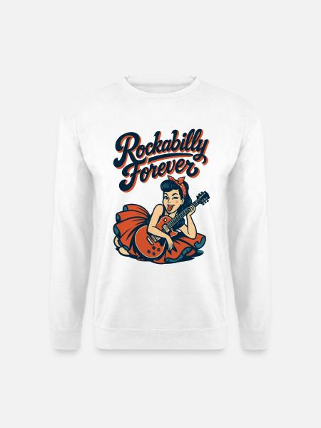 Rockabilly Forever elektrische gitaar vrouw 50s cadeau - Uniseks sweater - wit