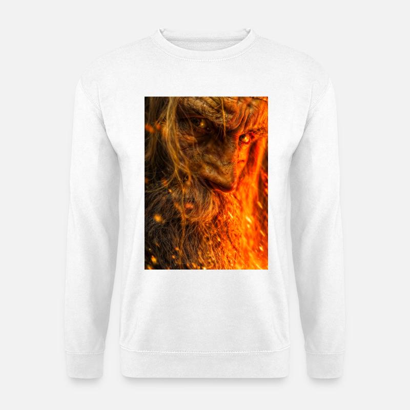 Feuriges Glutkrieger-Porträt - Unisex Pullover - Weiß