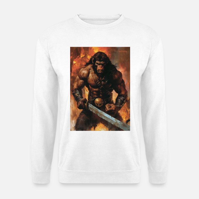 Heavy Metal Monkey with Sword - Unisex Sweatshirt - white