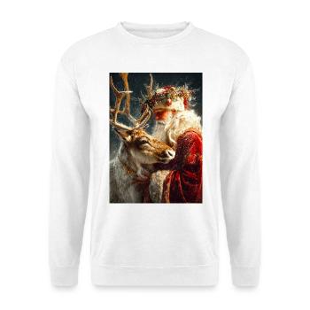 Étreinte hivernale du Père Noël et des rennes - Sweat-shirt Unisexe - blanc - Devant