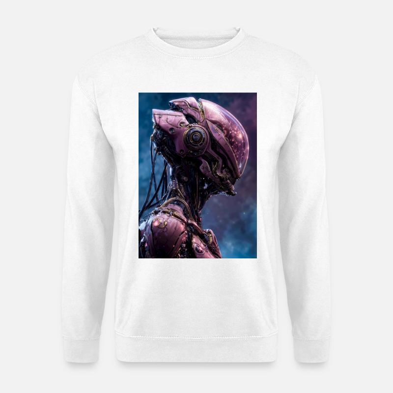 Rosa Neon-Mech-Porträt - Unisex Pullover - Weiß