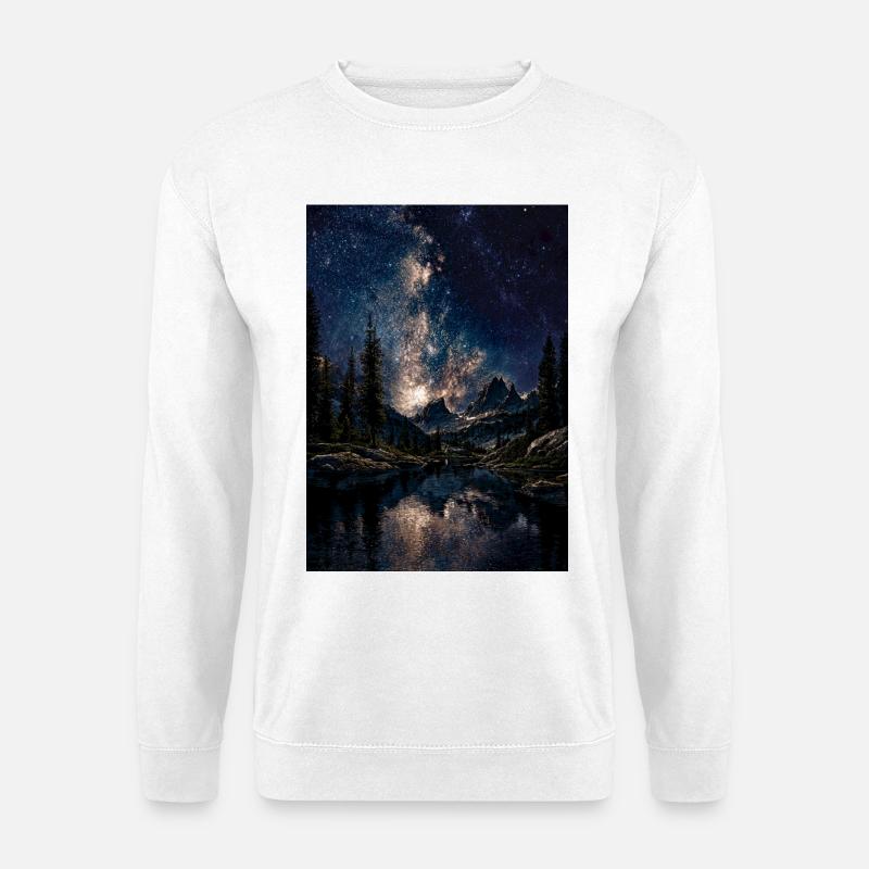 Milchstraße über Bergen - Unisex Pullover - Weiß
