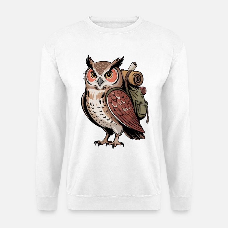 Wandernde Eule - Unisex Pullover - Weiß