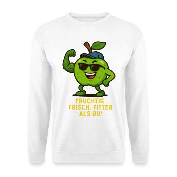 Fruchtig Fitness Apfel Held Bodybuilding Karikatur - Unisex Pullover - Weiß - Vorne