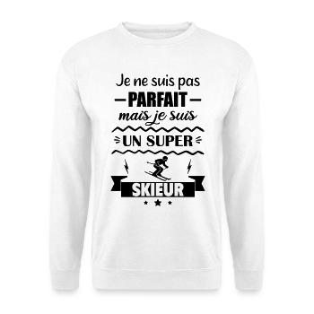 Not perfect but great skier - Unisex Sweatshirt - white - Front