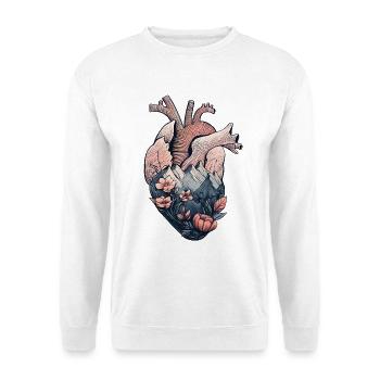 Anatomical heart with mountains and flowers - Unisex Sweatshirt - white - Front