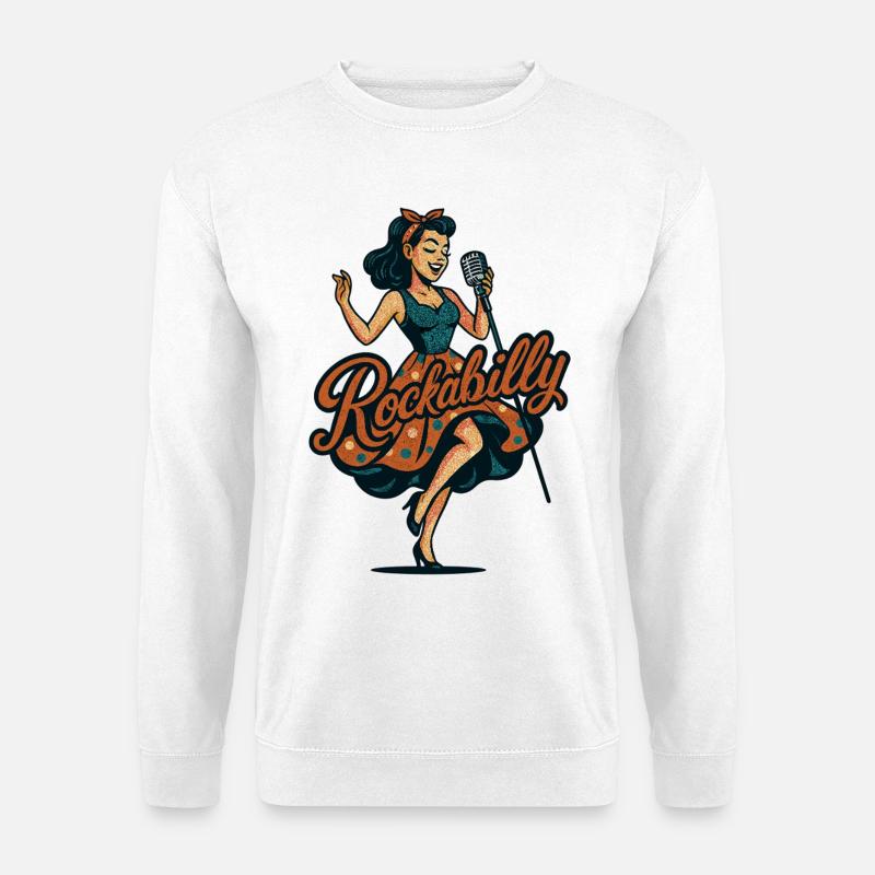Rockabilly Charcoal Microphone Singing 50s Gift - Unisex Sweatshirt - white