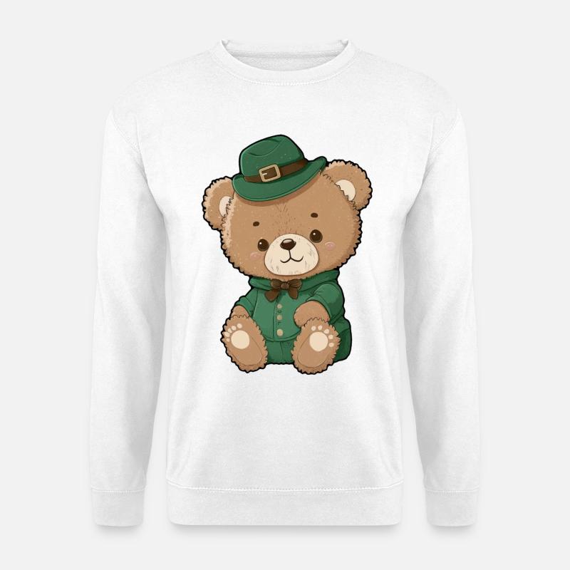 Emerald Leprechaun Bear - Unisex Sweatshirt - white
