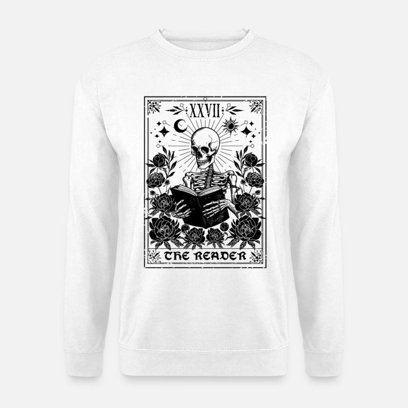 The Skeleton Reader Mystical Tarot  - Unisex Sweatshirt - white