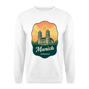Munich Frauenkirche Germany Vintage Sunset Badge - Unisex Sweatshirt - white - Front