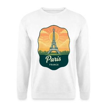 Insigne rétro du coucher de soleil de la Tour Eiffel de Paris - Sweat-shirt Unisexe - blanc - Devant