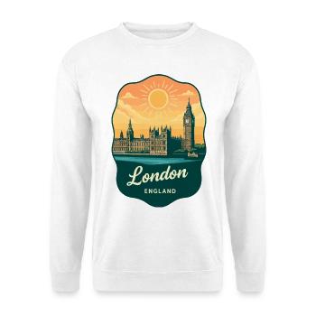 London Big Ben England Retro Sunset Travel Badge - Unisex Sweatshirt - white - Front