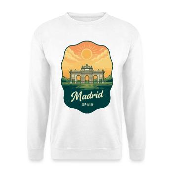 Badge de voyage vintage du coucher de soleil de Madrid - Sweat-shirt Unisexe - blanc - Devant