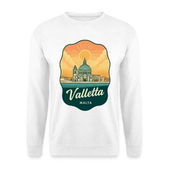 Valletta Malta Retro Sunset Reiseabzeichen - Unisex Pullover - Weiß - Vorne