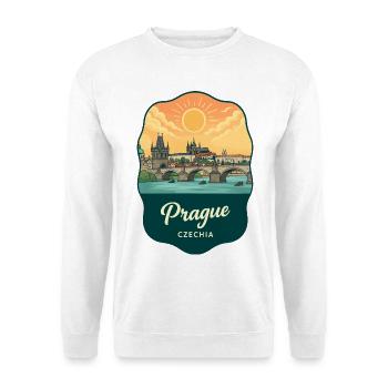 Prager Karlsbrücke Vintage-Abzeichen - Unisex Pullover - Weiß - Vorne