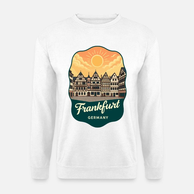 Frankfurt Romer Retro Sunset Reiseabzeichen - Unisex Pullover - Weiß
