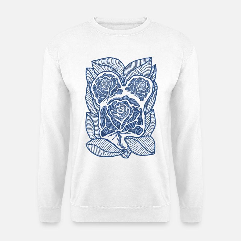 Blaue Rosenfiligranblüte - Unisex Pullover - Weiß