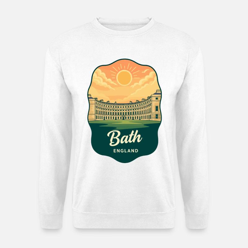 Bath Royal Crescent Retro Sunset Badge - Unisex Sweatshirt - white