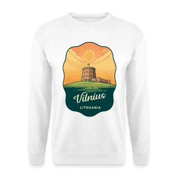 Vilnius Gediminas Turm Retro Reiseabzeichen - Unisex Pullover - Weiß - Vorne