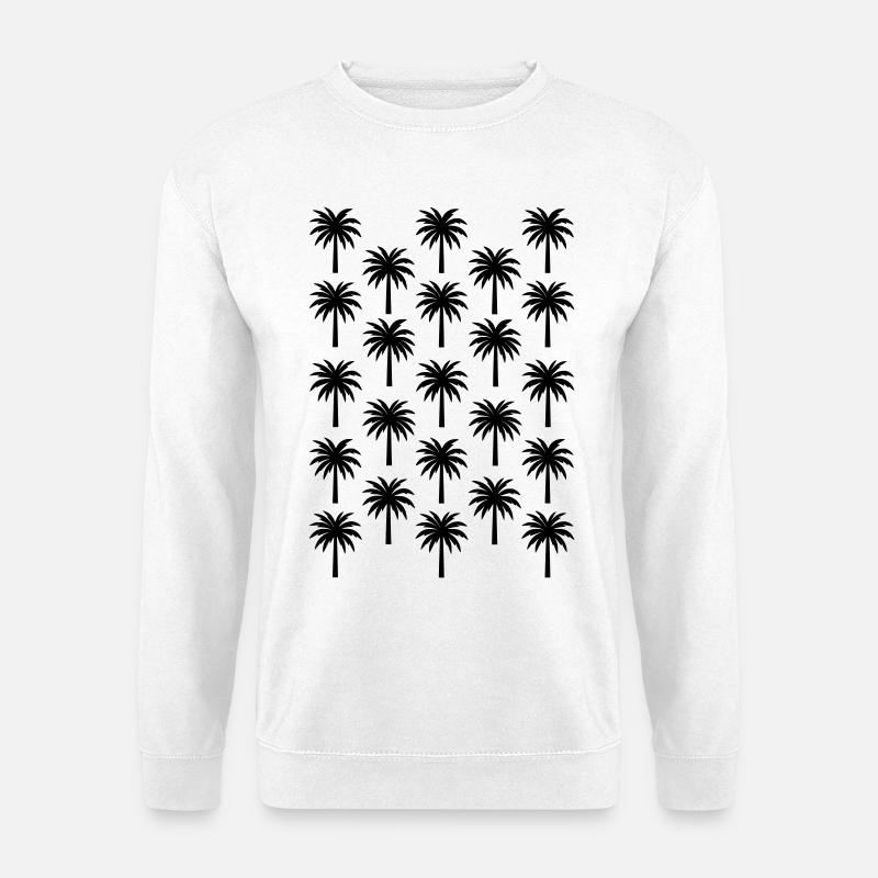 Palm Tree Pattern Black Palm Tree - Unisex Sweatshirt - white