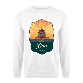 Insigne de voyage vintage de la pagode de l’oie sauvage de Xian - Sweat-shirt Unisexe - blanc - Devant