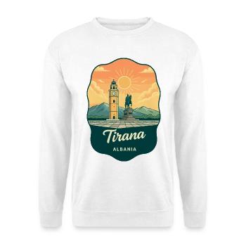 Tirana Skanderbeg Square Vintage Travel Badge - Unisex Sweatshirt - white - Front