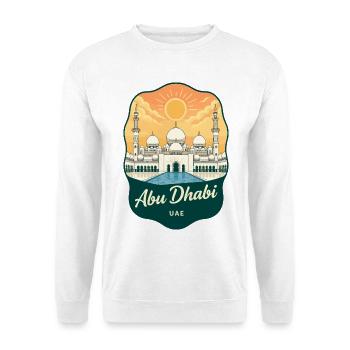 Abu Dhabi Grand Mosque Retro Sunset Abzeichen - Unisex Pullover - Weiß - Vorne