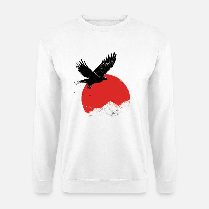 Fuji Red Sun Eagle – Japanischer Vogel beim Fliegen - Unisex Pullover - Weiß
