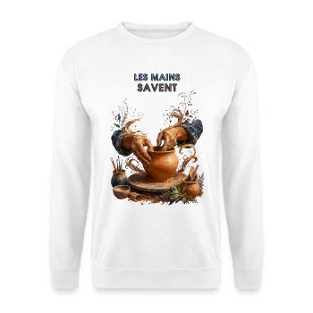Mains du potier Argile en Fusion - Sweat-shirt Unisexe - blanc - Devant