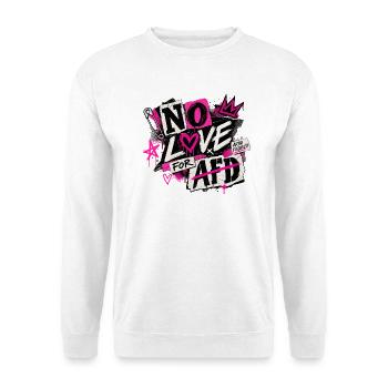 No Love for AfD - Unisex Pullover - Weiß - Vorne - Alina (178cm) & Michal (187cm)