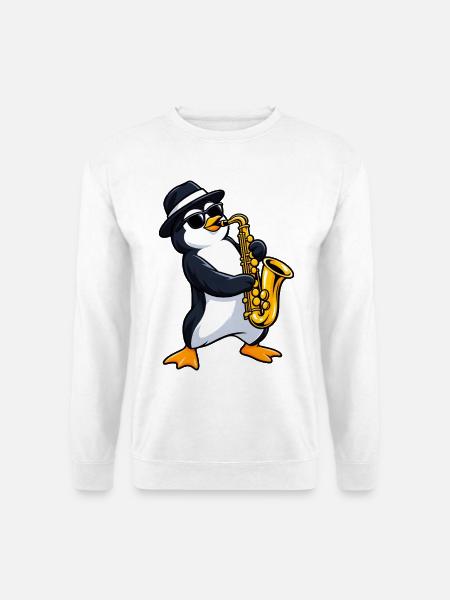 Pinguin mit Saxophon - Unisex Pullover - Weiß