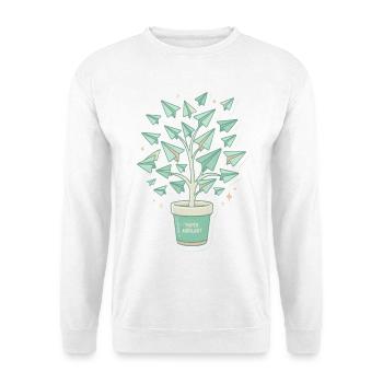 Papierflugbaum Origami - Unisex Pullover - Weiß - Vorne - Alina (178cm) & Michal (187cm)