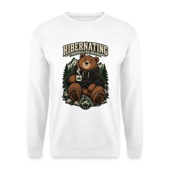 RobVibe Wild Club – Hibernating Through Drama - Unisex Pullover - Weiß - Vorne - Alina (178cm) & Michal (187cm)